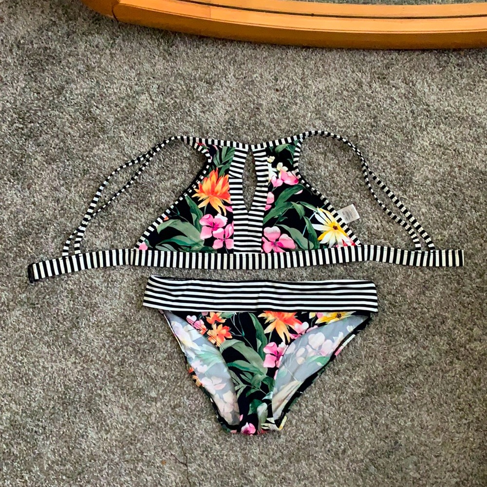 Skye swimwear Elysian Fields High top and Mid waist fold-over bottom